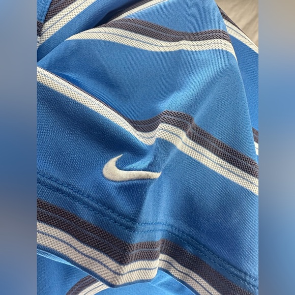Nike Mens Polo Large Blue‎ Ultra Stripe Dri Fit Short Sleeve Golf Shirt L 508327 - Picture 3 of 7